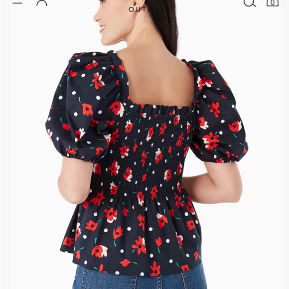 Kate Spade Whimsy Floral Puff Sleeve Top size small - Picture 3 of 10